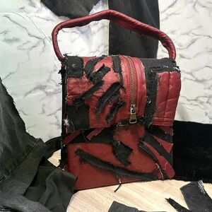 Red and Black Shoulder Bag with Versatile Design